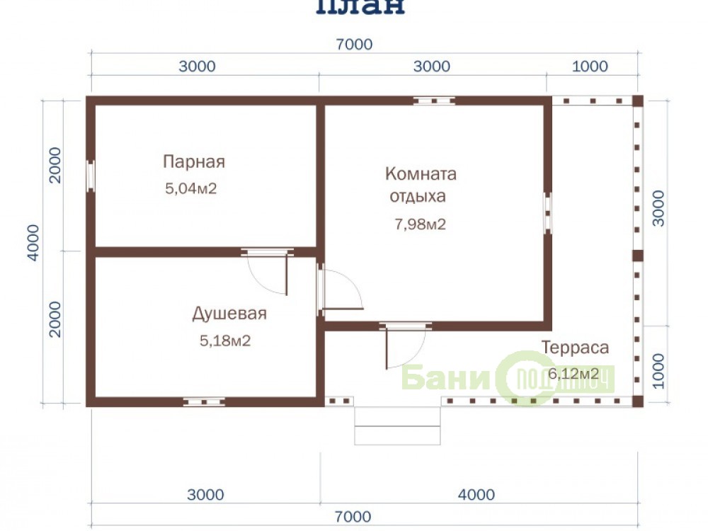 Баня из бруса 7х4