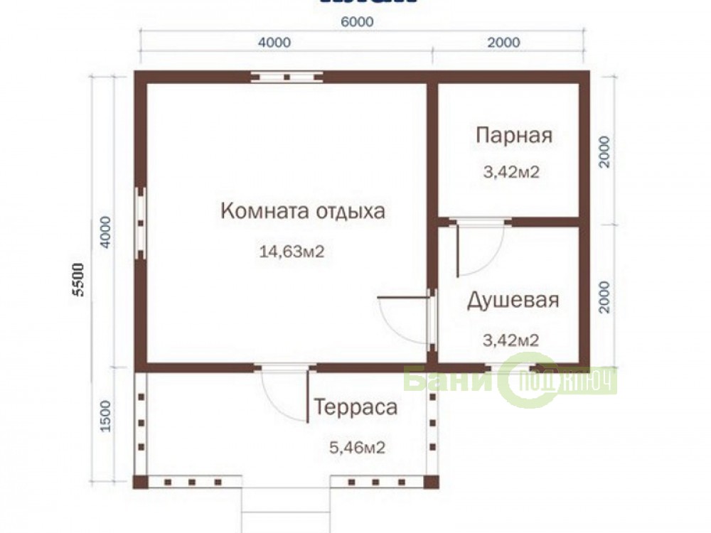 Баня из бруса 6х5,5
