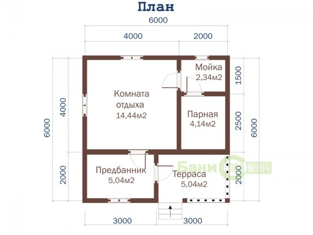 Баня из бруса 6х6 с предбанником