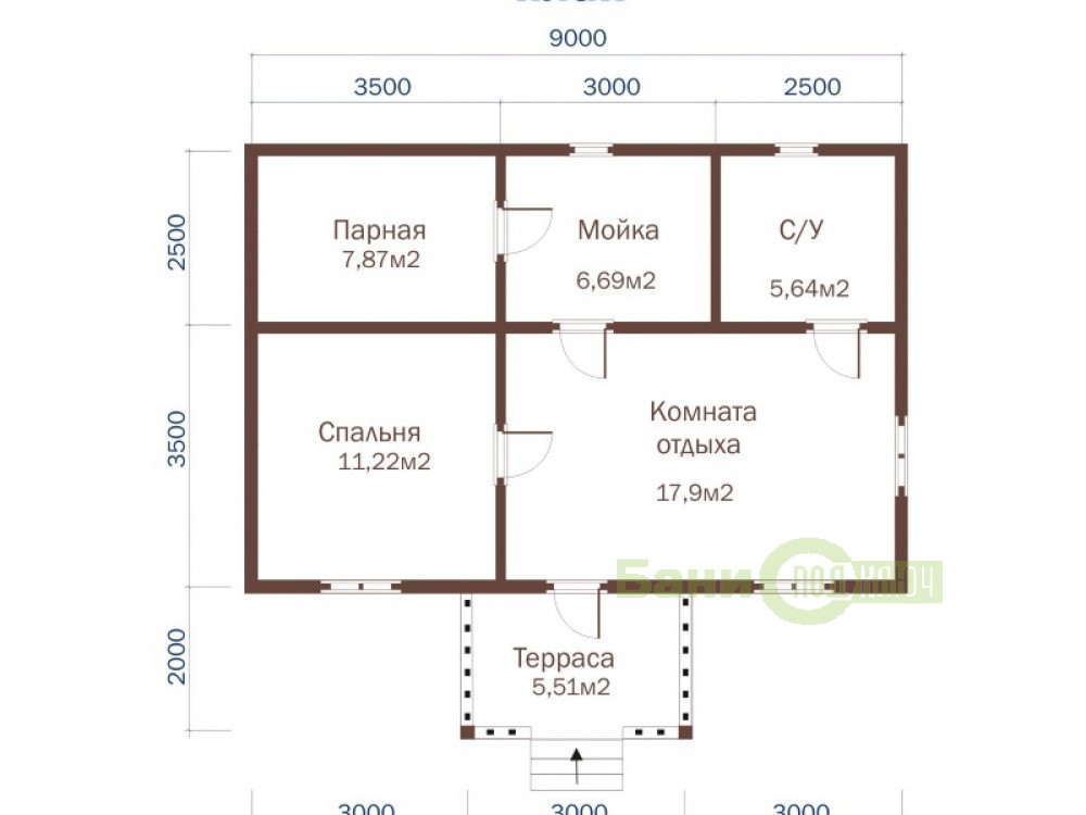 Баня из бруса 6х9
