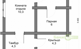 Баня 5,4х5,4 из оцилиндрованного бревна