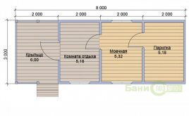 Каркасная баня 3х8