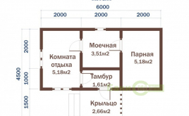 Баня из бруса 6х3 с крыльцом