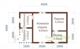 Баня из бруса 4х6 с террасой