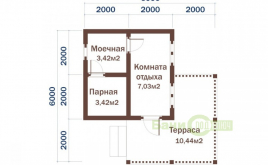 Баня из бруса 6х6 с террасой