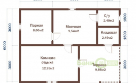 Баня из бруса 6х8 с террасой