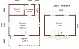 Баня из бруса 6х8 с комнатой отдыха