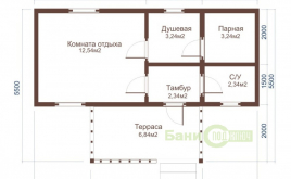 Баня из бруса 5,5х8 с тамбуром