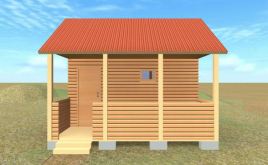 Каркасная баня 2x4 с верандой